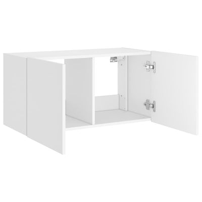 TV-seinäkaappi LED-valoilla valkoinen 80x35x41 cm