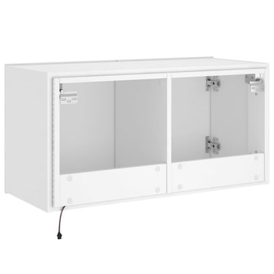 TV-seinäkaappi LED-valoilla valkoinen 80x35x41 cm