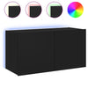 TV-seinäkaappi LED-valoilla musta 80x35x41 cm
