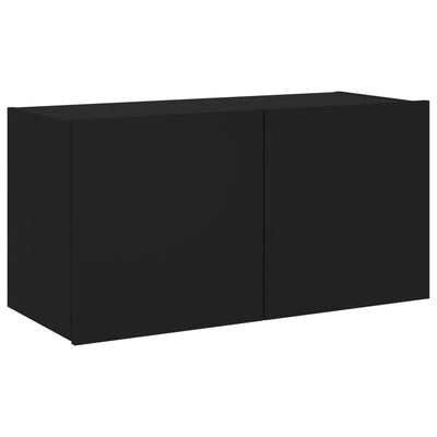 TV-seinäkaappi LED-valoilla musta 80x35x41 cm