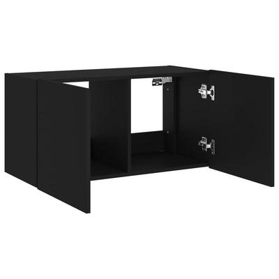 TV-seinäkaappi LED-valoilla musta 80x35x41 cm