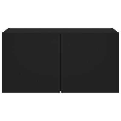 TV-seinäkaappi LED-valoilla musta 80x35x41 cm