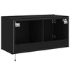 TV-seinäkaappi LED-valoilla musta 80x35x41 cm