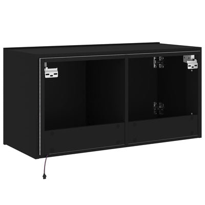 TV-seinäkaappi LED-valoilla musta 80x35x41 cm