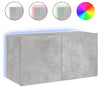 TV-seinäkaappi LED-valoilla betoninharmaa 80x35x41 cm