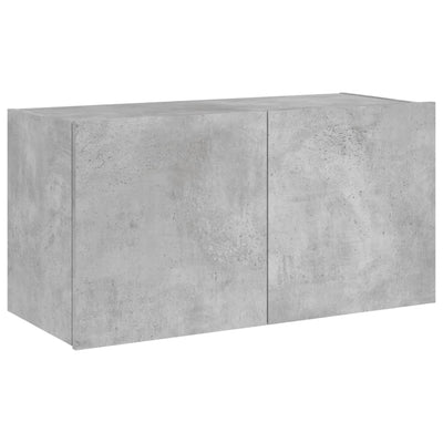 TV-seinäkaappi LED-valoilla betoninharmaa 80x35x41 cm