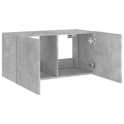 TV-seinäkaappi LED-valoilla betoninharmaa 80x35x41 cm