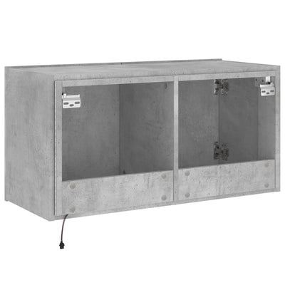 TV-seinäkaappi LED-valoilla betoninharmaa 80x35x41 cm