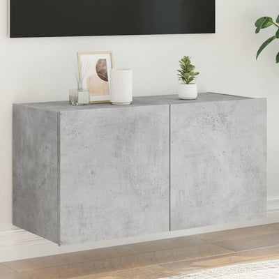 Betoninharmaa tv-seinäkaappi Genutu 80x35x41cm (led-valoilla)