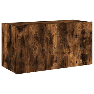 TV-seinäkaappi LED-valoilla savutammi 80x35x41 cm