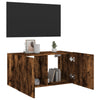 TV-seinäkaappi LED-valoilla savutammi 80x35x41 cm
