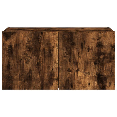 TV-seinäkaappi LED-valoilla savutammi 80x35x41 cm