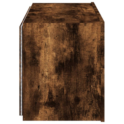 TV-seinäkaappi LED-valoilla savutammi 80x35x41 cm