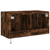 TV-seinäkaappi LED-valoilla savutammi 80x35x41 cm