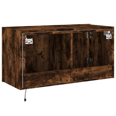 TV-seinäkaappi LED-valoilla savutammi 80x35x41 cm