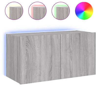 TV-seinäkaappi LED-valoilla harmaa Sonoma 80x35x41 cm