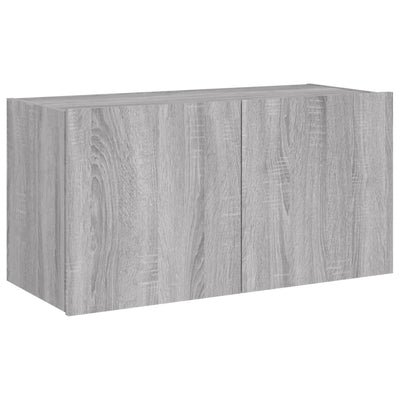 TV-seinäkaappi LED-valoilla harmaa Sonoma 80x35x41 cm