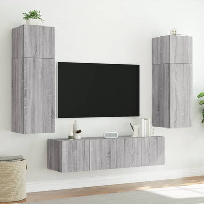 TV-seinäkaappi LED-valoilla harmaa Sonoma 80x35x41 cm
