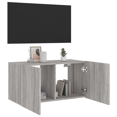 TV-seinäkaappi LED-valoilla harmaa Sonoma 80x35x41 cm