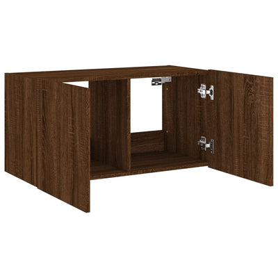 TV-seinäkaappi LED-valoilla ruskea tammi 80x35x41 cm