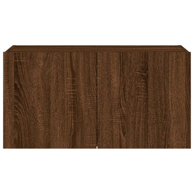 TV-seinäkaappi LED-valoilla ruskea tammi 80x35x41 cm