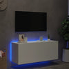 TV-seinäkaappi LED-valoilla valkoinen 100x35x41 cm