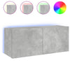 TV-seinäkaappi LED-valoilla betoninharmaa 100x35x41 cm