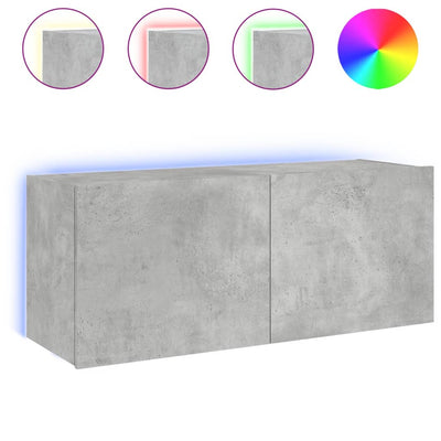 TV-seinäkaappi LED-valoilla betoninharmaa 100x35x41 cm
