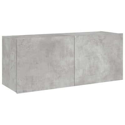 TV-seinäkaappi LED-valoilla betoninharmaa 100x35x41 cm