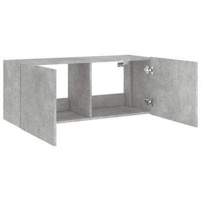 TV-seinäkaappi LED-valoilla betoninharmaa 100x35x41 cm
