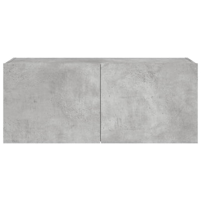 TV-seinäkaappi LED-valoilla betoninharmaa 100x35x41 cm