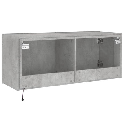 TV-seinäkaappi LED-valoilla betoninharmaa 100x35x41 cm