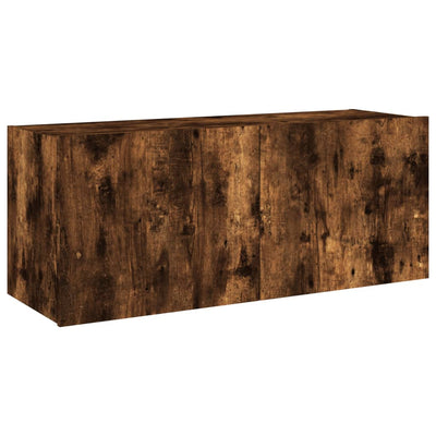 TV-seinäkaappi LED-valoilla savutammi 100x35x41 cm