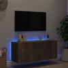 TV-seinäkaappi LED-valoilla savutammi 100x35x41 cm