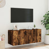 TV-seinäkaappi LED-valoilla savutammi 100x35x41 cm