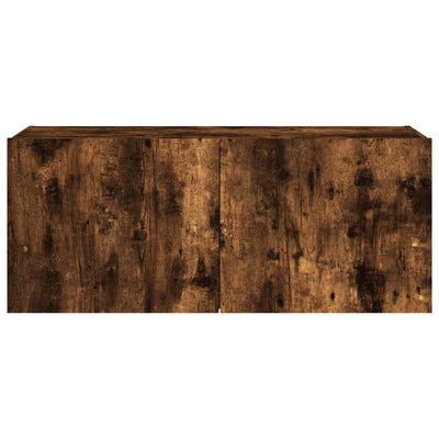 TV-seinäkaappi LED-valoilla savutammi 100x35x41 cm
