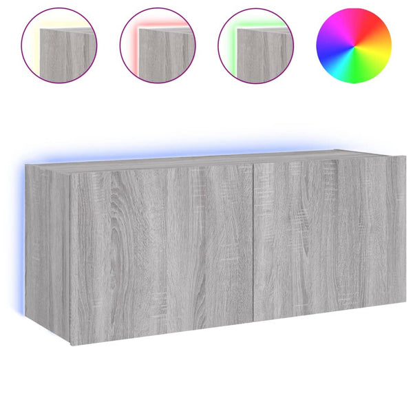TV-seinäkaappi LED-valoilla harmaa Sonoma 100x35x41 cm