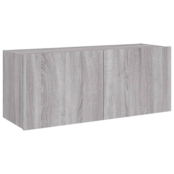 TV-seinäkaappi LED-valoilla harmaa Sonoma 100x35x41 cm