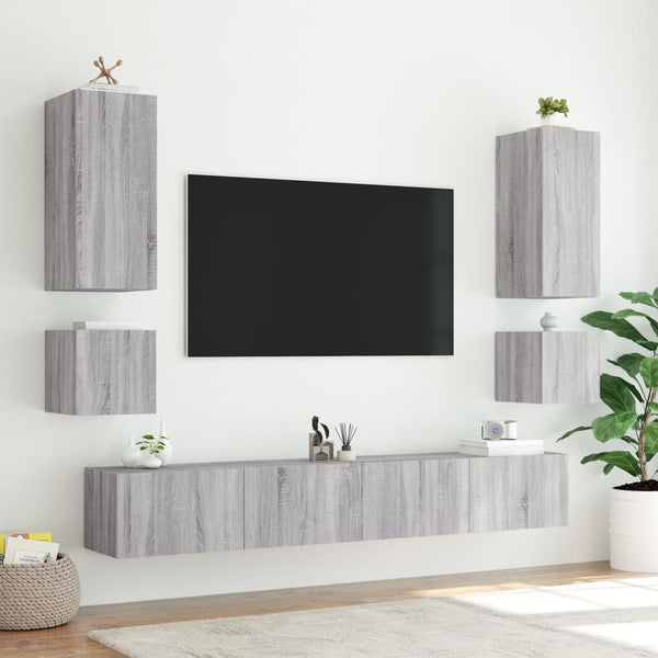 TV-seinäkaappi LED-valoilla harmaa Sonoma 100x35x41 cm