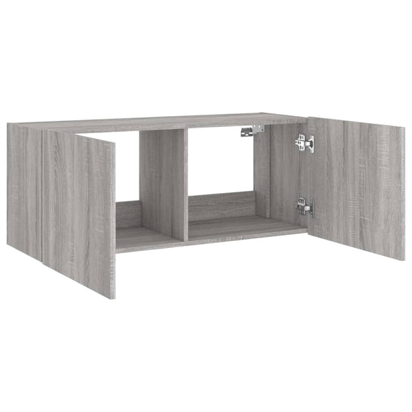 TV-seinäkaappi LED-valoilla harmaa Sonoma 100x35x41 cm