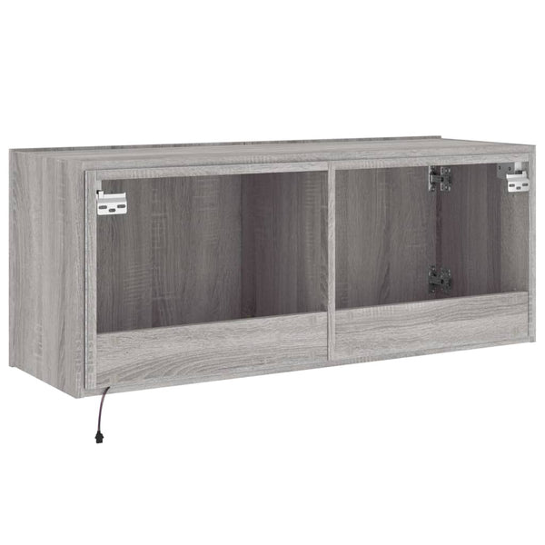 TV-seinäkaappi LED-valoilla harmaa Sonoma 100x35x41 cm