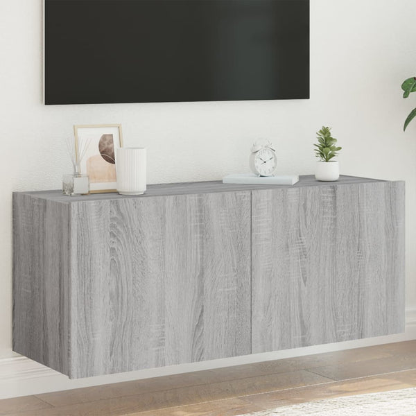 TV-seinäkaappi LED-valoilla harmaa Sonoma 100x35x41 cm