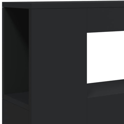Sängynpääty LED-valoilla musta 100x18,5x103,5 cm tekninen puu