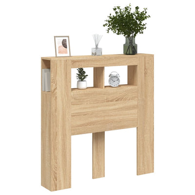 Sängynpääty LED-valoilla Sonoma-tammi 100x18,5x103,5 cm puu