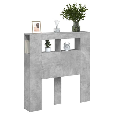 Sängynpääty LED-valoilla harmaa 100x18,5x103,5 cm tekninen puu