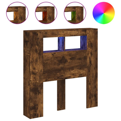 Savutammi sängynpääty led-valoilla Dionisios 100x18,5x103,5cm (puu)