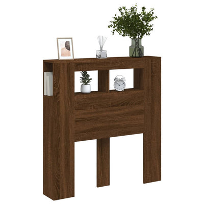 Sängynpääty LED-valoilla ruskea tammi 100x18,5x103,5 cm puu
