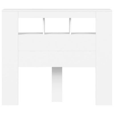 Sängynpääty LED-valoilla valk. 120x18,5x103,5 cm tekninen puu