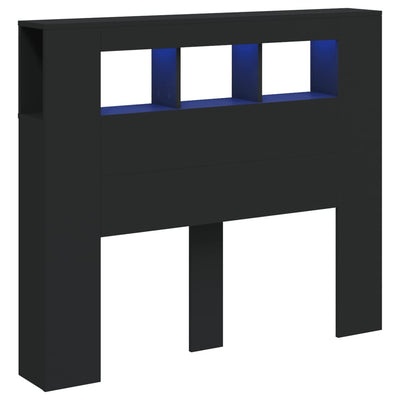 Musta sängynpääty led-valoilla Dionisios 120x18,5x103,5cm (puinen)