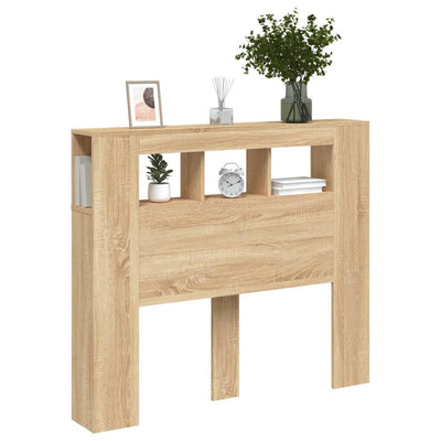 Sängynpääty LED-valoilla Sonoma-tammi 120x18,5x103,5 cm puu